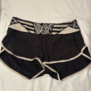 Women's Black and Cream Athletic Shorts #343